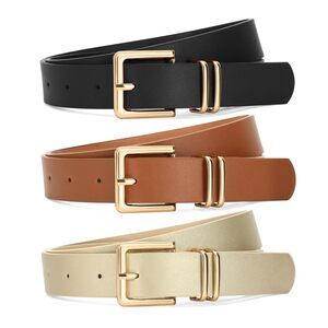 1377 3 Pack Women Leather Belts For Jeans Pants Dresses Fashion Ladies Waist